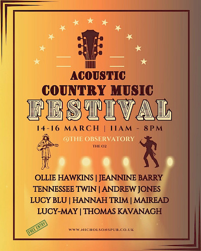 Preview image of One week to go until C2C and the Observatory Acoustic Country Festival at the O2! blog post